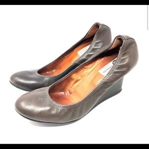 LANVIN brown ballerina wedges